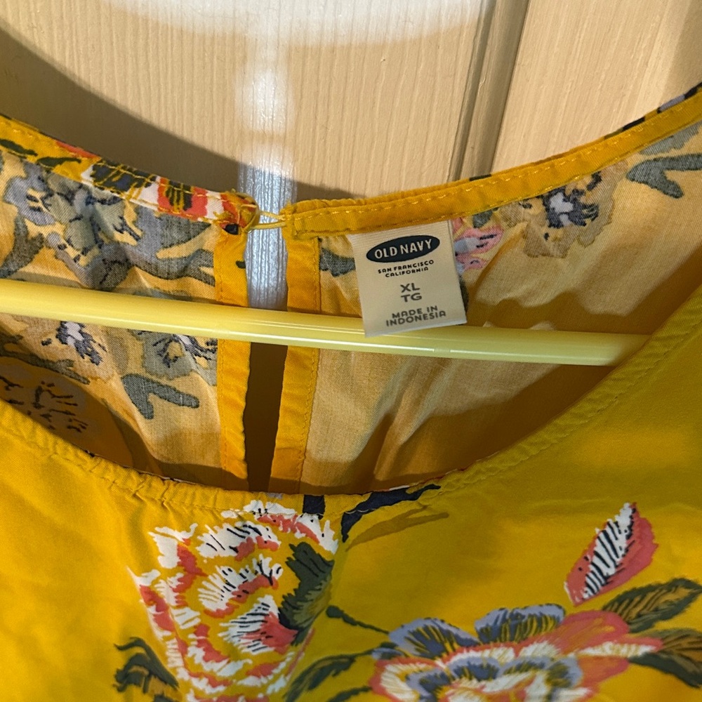 Old Navy Floral Mustard Mini Dress womens‎ size XL - Picture 3 of 5